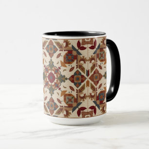 vintage geometrisch quiltblok kunstpatroon mok