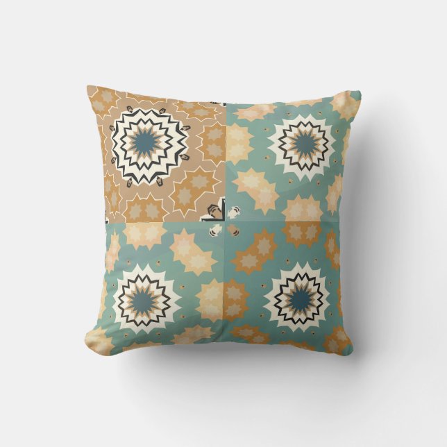 Vintage Geometrisch Sterpatroon Kussen (Voorkant)