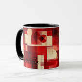Vintage Geometrische Mok - Gepersonaliseerd Rood A (Voorkant links)