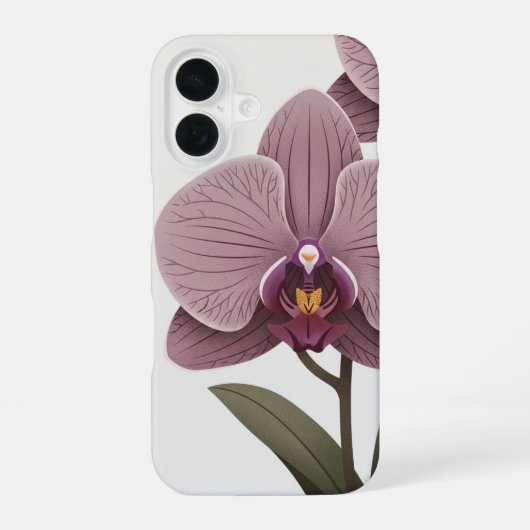 Vintage Geometrische Orchidee iPhone 16 Hoesje (Achterkant)