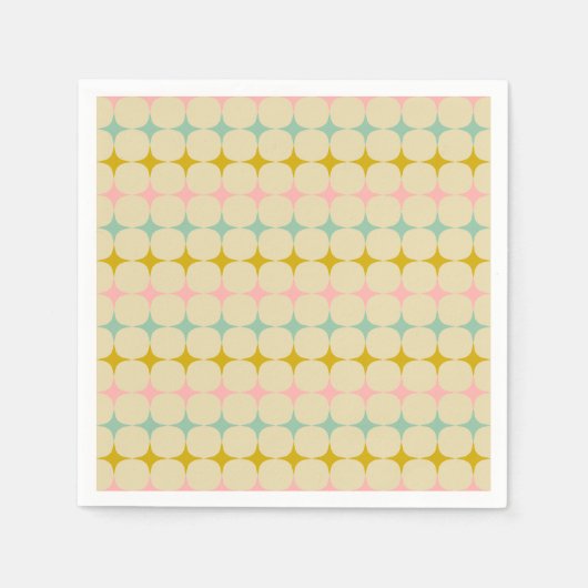Vintage Geometrische Pastel Sterren Mod Bruiloft F Servet (Voorkant)