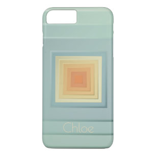 Vintage Geometrische Vierkanten (lichtblauw & geel Case-Mate iPhone Case