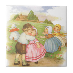 Vintage Georgie Porgie Moeder Goose Nursery Rhymes Tegeltje