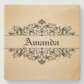 Vintage Gepersonaliseerd Bloemen Stenen Onderzetter (Voorkant)