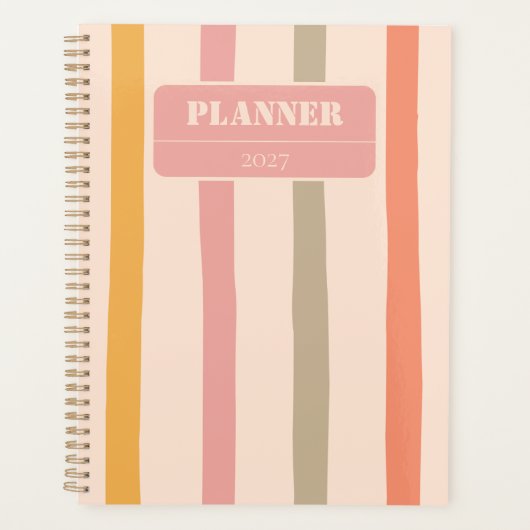 Vintage gepersonaliseerde gestreepte planner (Voorkant)
