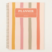 Vintage gepersonaliseerde gestreepte planner (Voorkant)