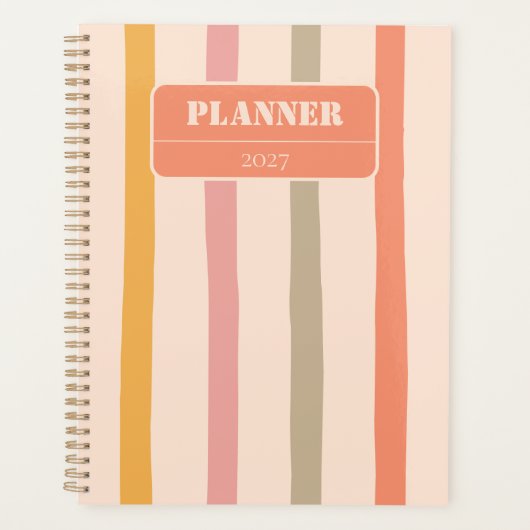 Vintage gepersonaliseerde gestreepte planner (Voorkant)
