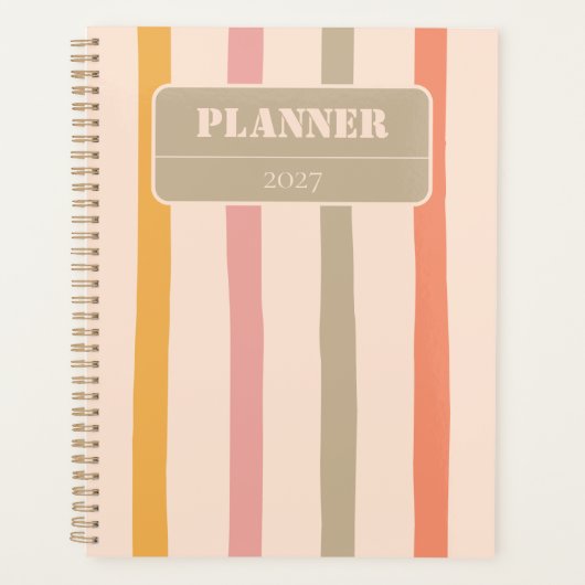 Vintage gepersonaliseerde gestreepte planner (Voorkant)