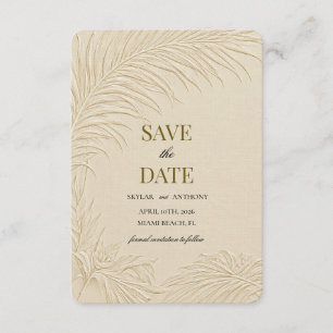 Vintage geprägte palm tropische Save the Date 