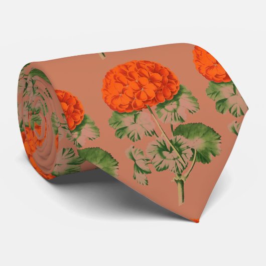 vintage geraniums - bold floral no3 stropdas (Opgerold)