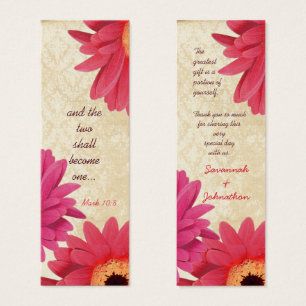 Vintage Gerber Coral Damask Fuchsia Wedding Labels Mini Visitekaartjes