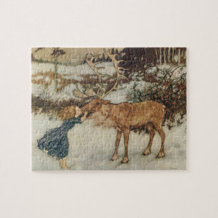 Vintage Gerda en de rendieren door Edmund Dulac Legpuzzel