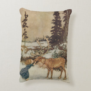 Vintage Gerda en het rendier door Edmund Dulac Accent Kussen