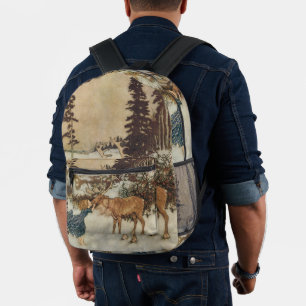 Vintage Gerda en het rendier door Edmund Dulac Bedrukte Rugzak