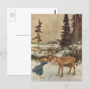 Vintage Gerda en het rendier door Edmund Dulac Briefkaart