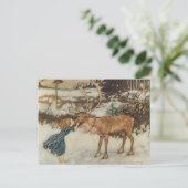 Vintage Gerda en rendiervis van Edmund Dulac Briefkaart (Staand voorkant)
