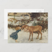 Vintage Gerda en rendiervis van Edmund Dulac Briefkaart (Voorkant / Achterkant)