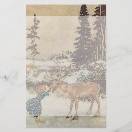 Vintage Gerda en rendiervis van Edmund Dulac Briefpapier (Voorkant)