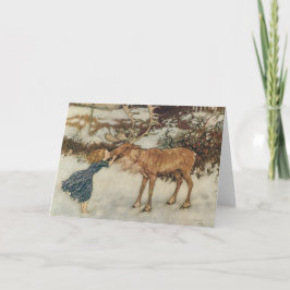 Vintage Gerda en rendiervis van Edmund Dulac Feestdagen Kaart