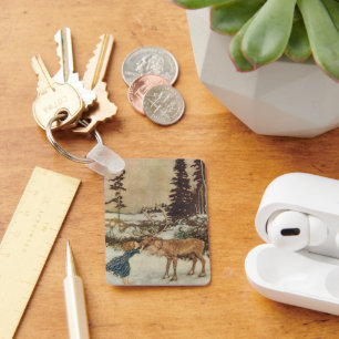 Vintage Gerda en rendiervis van Edmund Dulac Sleutelhanger