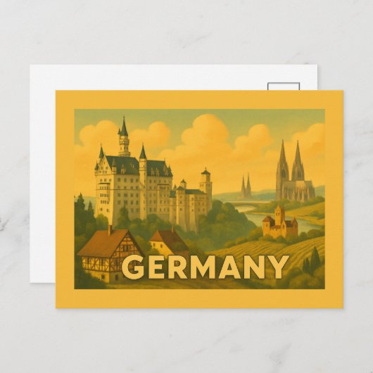 Vintage German Landmarks Briefkaart (Voorkant / Achterkant)