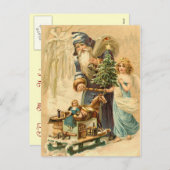 Vintage German Santa Postcard Feestdagenkaart (Voorkant / Achterkant)