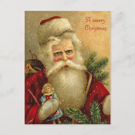 Vintage German Santa Postcard Feestdagenkaart (Voorkant)