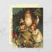 Vintage German Santa Postcard Feestdagenkaart (Voorkant / Achterkant)