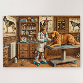 Vintage German Shepherd Vet Retro Dog Clinic Legpuzzel