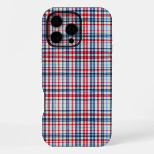 Vintage, geruit rood wit blauw patroon iPhone 16 pro max hoesje