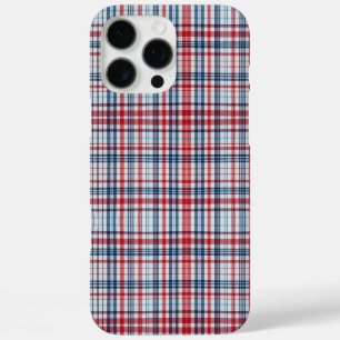 Vintage, geruite rood wit blauw patroon iPhone 16 pro max hoesje