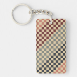Vintage geruite stijl sleutelhanger