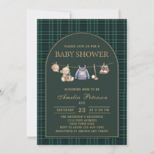 Vintage geruite teddybeer Polo Luxe babyborrel Kaart