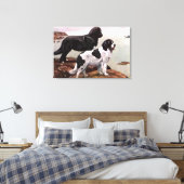 Vintage geschilderde Newfoundlands Wrapped Canvas Afdruk (Insitu (Slaapkamer))