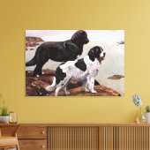 Vintage geschilderde Newfoundlands Wrapped Canvas Afdruk (Insitu (Woonkamer))