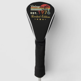 Vintage Gesticht in 1976 Retro Zonsondergang Palmb Golfheadcover