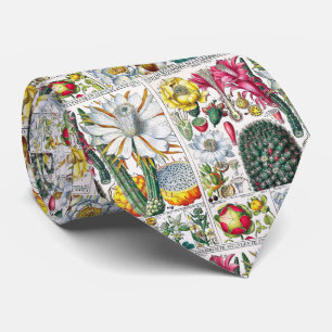 Vintage gestileerde cactus botanische boekplaat #3 stropdas