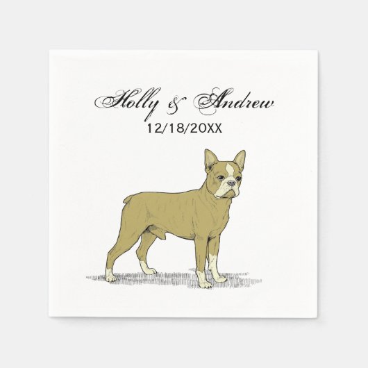 Vintage gestileerde Franse Bulldog C Servetten (Voorkant)