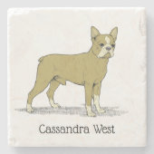 Vintage gestileerde Franse Bulldog C Stenen Onderzetter (Voorkant)