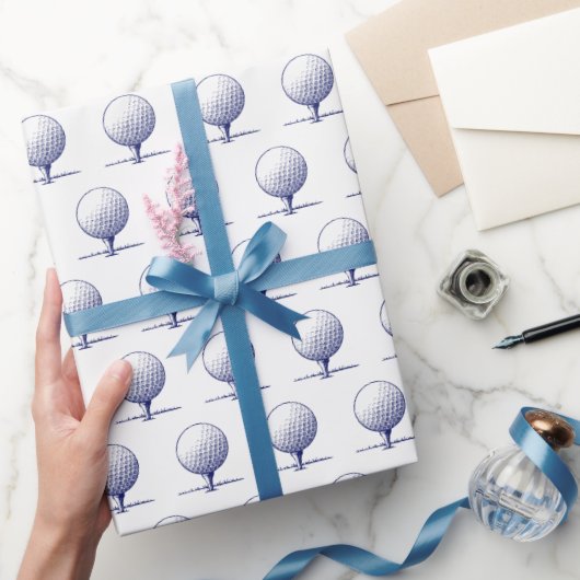 Vintage gestileerde golfsteun blauwe cadeaupapier (Geschenken)