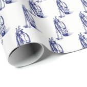 Vintage gestileerde golftas blauw cadeaupapier (Rol Hoek)