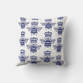 Vintage gestileerde hommels met kroon blauw SV Kussen (Achterkant)