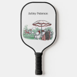 Vintage gestileerde polo-wedstrijd dames lunch tek pickleball paddle