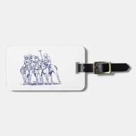 Vintage gestileerde polowedstrijd tekening #1 Blau Bagagelabel