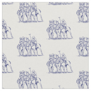 Vintage gestileerde polowedstrijd tekening #1 Blau Stof
