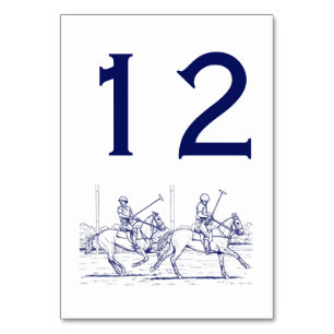 Vintage gestileerde polowedstrijd tekening #2 Blau Kaart