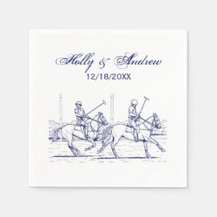 Vintage gestileerde polowedstrijd tekening #2 Blau Servet