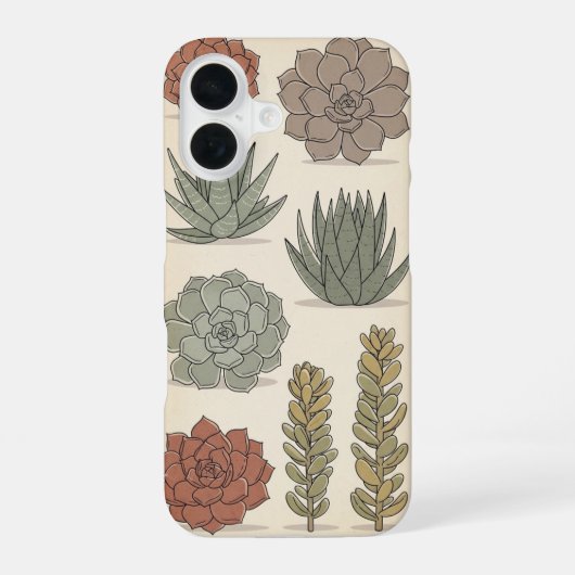 Vintage gestileerde succulenten iPhone 16 hoesje (Achterkant)