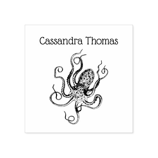 Vintage gestileerde tekening van een octopus #1 rubberstempel (Afrduk)