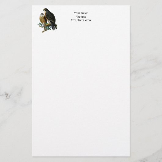 Vintage gestileerde valken op tak briefpapier (Voorkant)